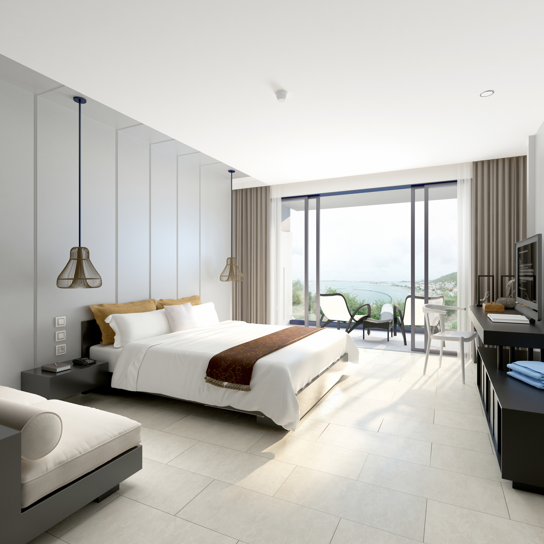 3d render of luxury hotel room